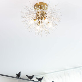 Chiffon Semi Flush Ceiling Light