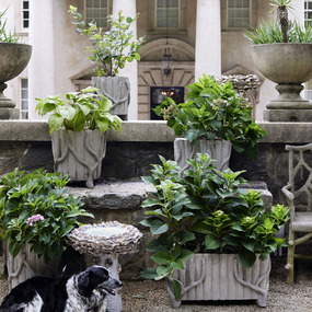 Faux Bois Square Planter