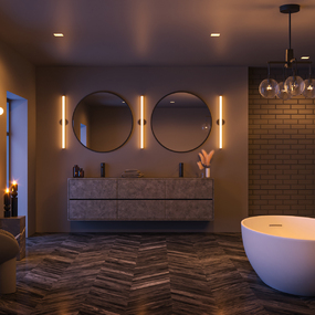 Pipeline 2 Vanity Warm Dim Center Feed w/ Power by PureEdge Lighting