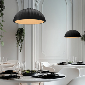 Radiance Pleated Dome Pendant w/ Black Cord