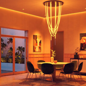 Trapeze Pirouette Cascade TruColor RGBTW Round Chandelier
