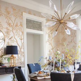 Rock Crystal Oval Starburst Chandelier by Hammerton Studio