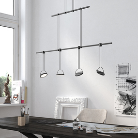 Suspenders Linear Pendant with Light Guide Disk Luminaires