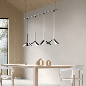 Suspenders Linear Pendant with Leaf Luminaires