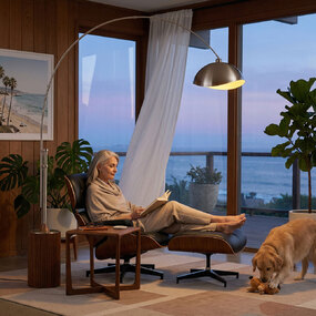 Tambo Arc Floor Lamp w/ Luna Bella Shade