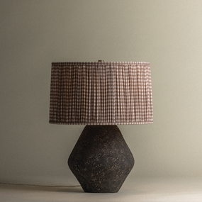 Artifact Table Lamp with Gathered Drum Shade