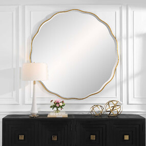 Aneta Round Scalloped Mirror