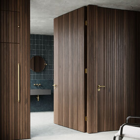 Conventional Lever Door Handle Set - Cross Pattern by Buster + Punch