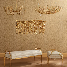 Golden Eucalyptus Linear Chandelier