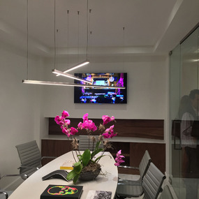 Cirrus D1 Linear Suspension w/Remote/End Feed/SQ Canopy by PureEdge Lighting