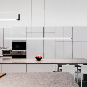 Glide Glass Up/Down Center Feed Linear Suspension by PureEdge Lighting