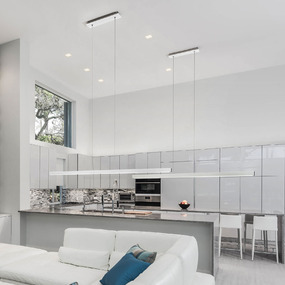 Glide Glass Up/Down Center Feed Linear Suspension by PureEdge Lighting