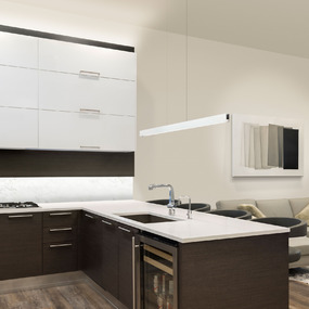 Glide Glass Up/Down Center Feed Linear Suspension by PureEdge Lighting