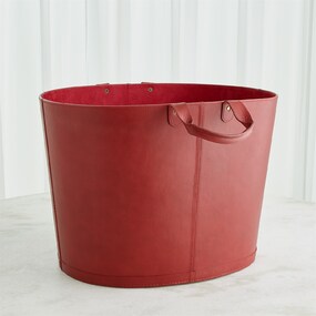 Oversized Oval Leather Basket