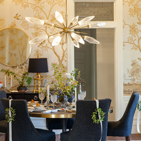 Rock Crystal Oval Starburst Chandelier by Hammerton Studio