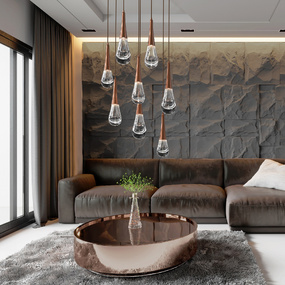 Raindrop Waterfall Round Multi Light Pendant by Hammerton Studio