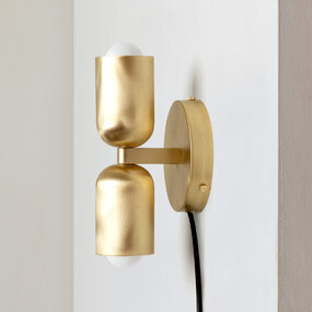Brass Up Down Plug-In Wall Sconce