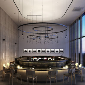 Skybell Multi Light Circle Pendant W/ Uplights by Bover