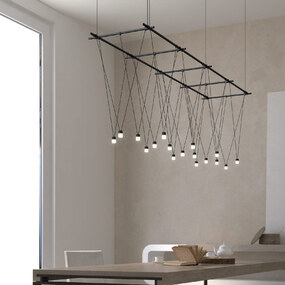 Suspenders Gridscape Pendant with V-Line Etched Cylinders by SONNEMAN - A Way of Light