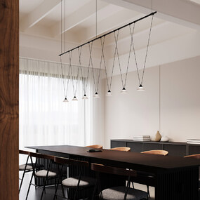 Suspenders Linear Pendant with V-Line Cone Luminaires