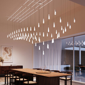 Suspenders Parallels Linear Chandelier with Teardrops by SONNEMAN - A Way of Light