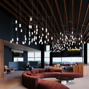 Suspenders Path Matrix Chandelier with Etched Cylinders
