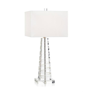Carved Glass Pyramid Table Lamp