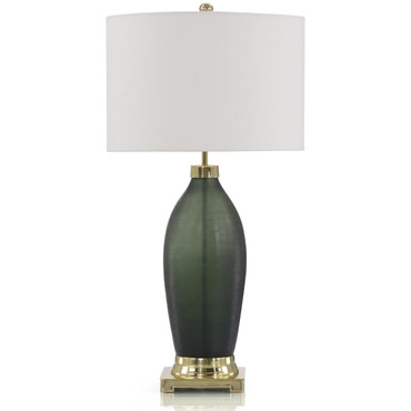 Emerald Green Etched Glass Table Lamp