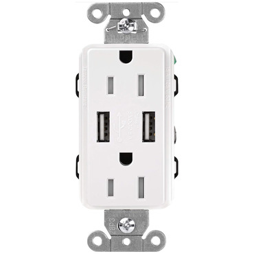 15-Amp Dual USB Tamper Resistant Receptacle