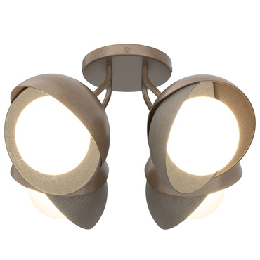 Brooklyn Double Shade 4LT Semi Flush Light | Hubbardton Forge at Lightology Brooklyn Double Shade 4LT Semi Flush Light