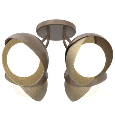 Brooklyn Double Shade 4LT Semi Flush Light | Hubbardton Forge at Lightology Brooklyn Double Shade 4LT Semi Flush Light