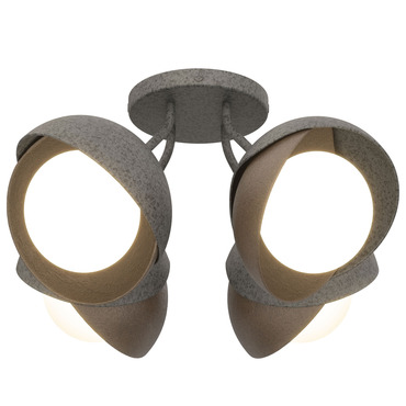 Brooklyn Double Shade 4LT Semi Flush Light | Hubbardton Forge at Lightology Brooklyn Double Shade 4LT Semi Flush Light