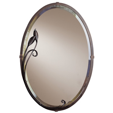 Beveled Oval Mirror with Leaf | Hubbardton Forge at Lightology Beveled Oval Mirror with Leaf