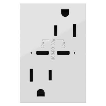 Adorne 15A Dual Receptacle with C Dual USB | Legrand Adorne at Lightology Adorne 15A Dual Receptacle with C Dual USB