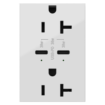 Adorne 20A Dual Receptacle Ultra Fast with C Dual USB | Legrand Adorne at Lightology Adorne 20A Dual Receptacle Ultra Fast with C Dual USB