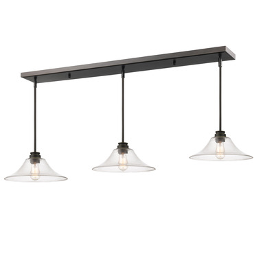 Annora Linear Multi-Light Pendant with Flared Glass Shades | Z-Lite at Lightology Annora Linear Multi-Light Pendant with Flared Glass Shades