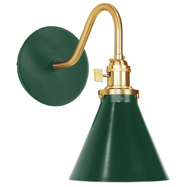 Uno Curved Arm Narrow Cone Wall Sconce | Montclair Light Works at Lightology Uno Curved Arm Narrow Cone Wall Sconce