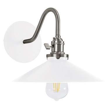 Uno Curved Arm Wide Cone Wall Sconce | Montclair Light Works at Lightology Uno Curved Arm Wide Cone Wall Sconce