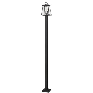 Broughton Outdoor Post Light with Square Post/Stepped Base | Z-Lite at Lightology Broughton Outdoor Post Light with Square Post/Stepped Base