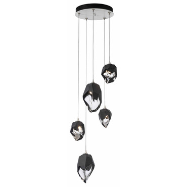 Chrysalis Mixed Shades Round 5 Light Pendant | Hubbardton Forge at Lightology Chrysalis Mixed Shades Round 5 Light Pendant
