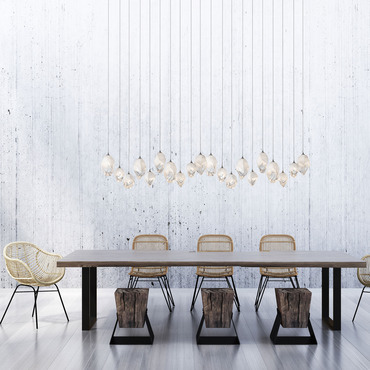 Chrysalis Mixed Shades Linear Multi Light Pendant | Hubbardton Forge at Lightology Chrysalis Mixed Shades Linear Multi Light Pendant