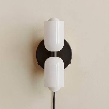 Chromatic Glass Up Down Plug-In Wall Sconce | In Common With at Lightology Chromatic Glass Up Down Plug-In Wall Sconce