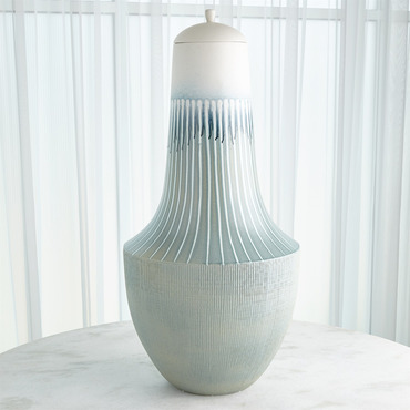 Lamb's Ear Striped Flair Urn | Global Views at Lightology Lamb's Ear Striped Flair Urn