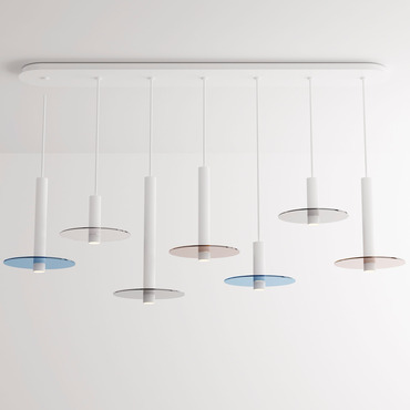 Combi Linear Pendant with Mixed Color Decorative Glass Plate