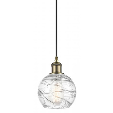 Athens Deco Swirl Brass Pendant