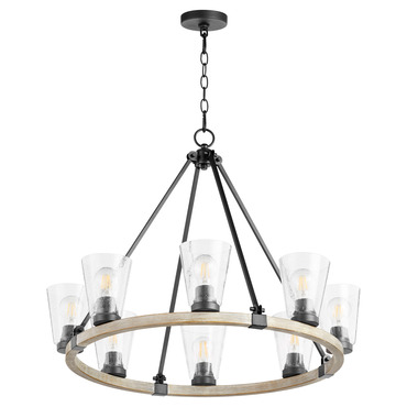 Paxton Chandelier with Glass Shades | Quorum at Lightology Paxton Chandelier with Glass Shades