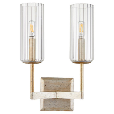 Merrick 2-Light Wall Sconce with Fluted Glass | Quorum at Lightology Merrick 2-Light Wall Sconce with Fluted Glass