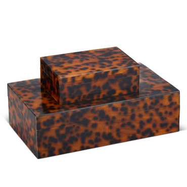 Faux Tortoise Box Set of 2 | Currey and Company at Lightology Faux Tortoise Box Set of 2