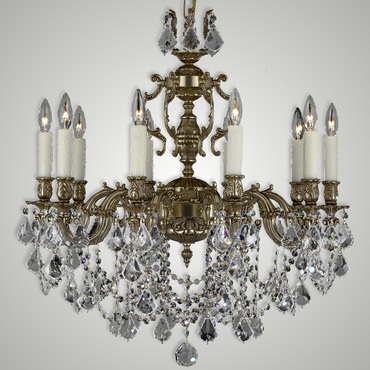 Rosetta 10 Light Chandelier | American Brass & Crystal at Lightology Rosetta 10 Light Chandelier