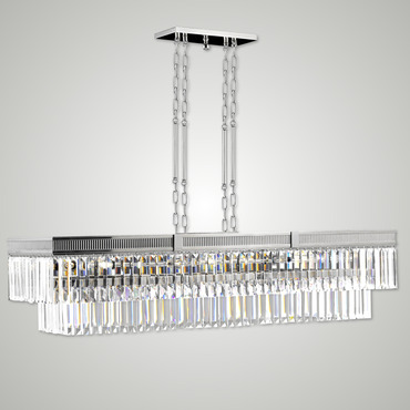 Valencia Rectangular Chandelier | American Brass & Crystal at Lightology Valencia Rectangular Chandelier